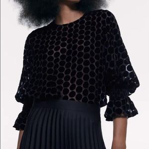 Zara velvet polka dot blouse - size XS